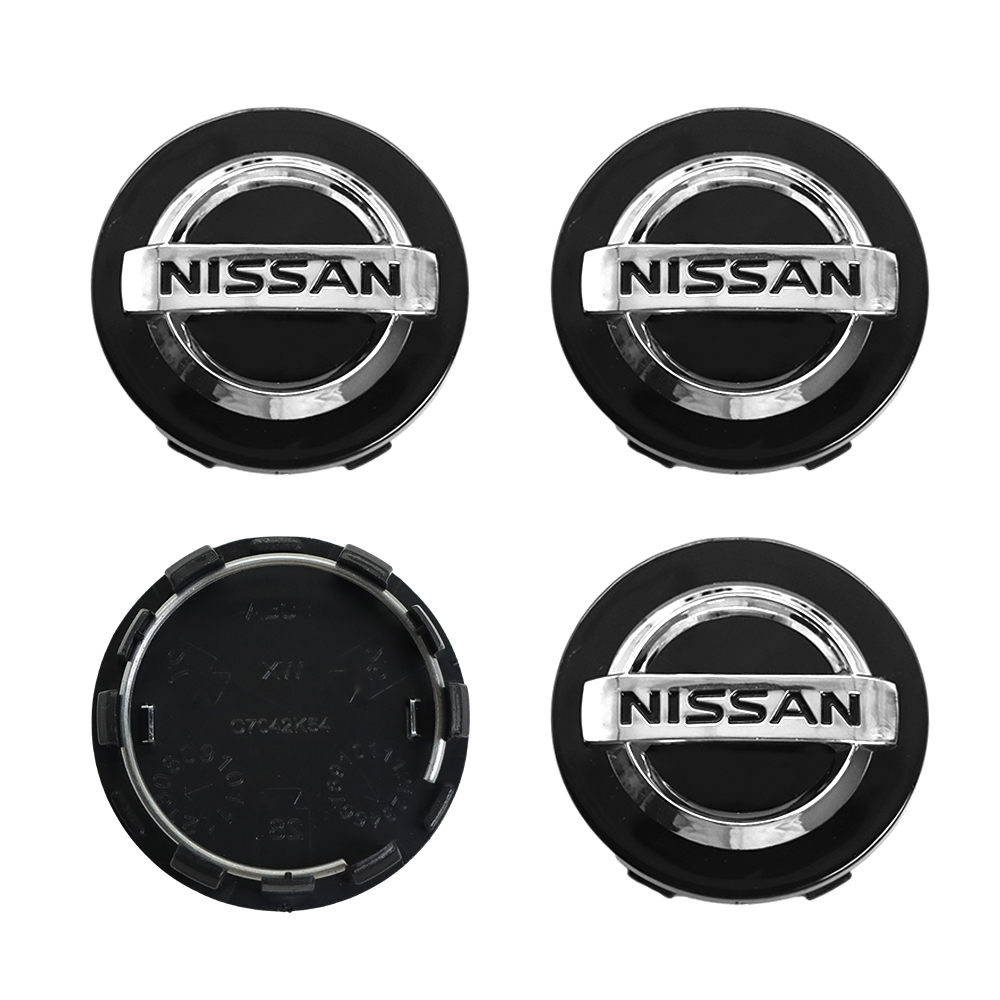 4PCS Fit 1996-2020 Altima Maxima Murano Sentra Rogue Metal Wheel Center Cap 54mm Black Silver 40343 AU51A 