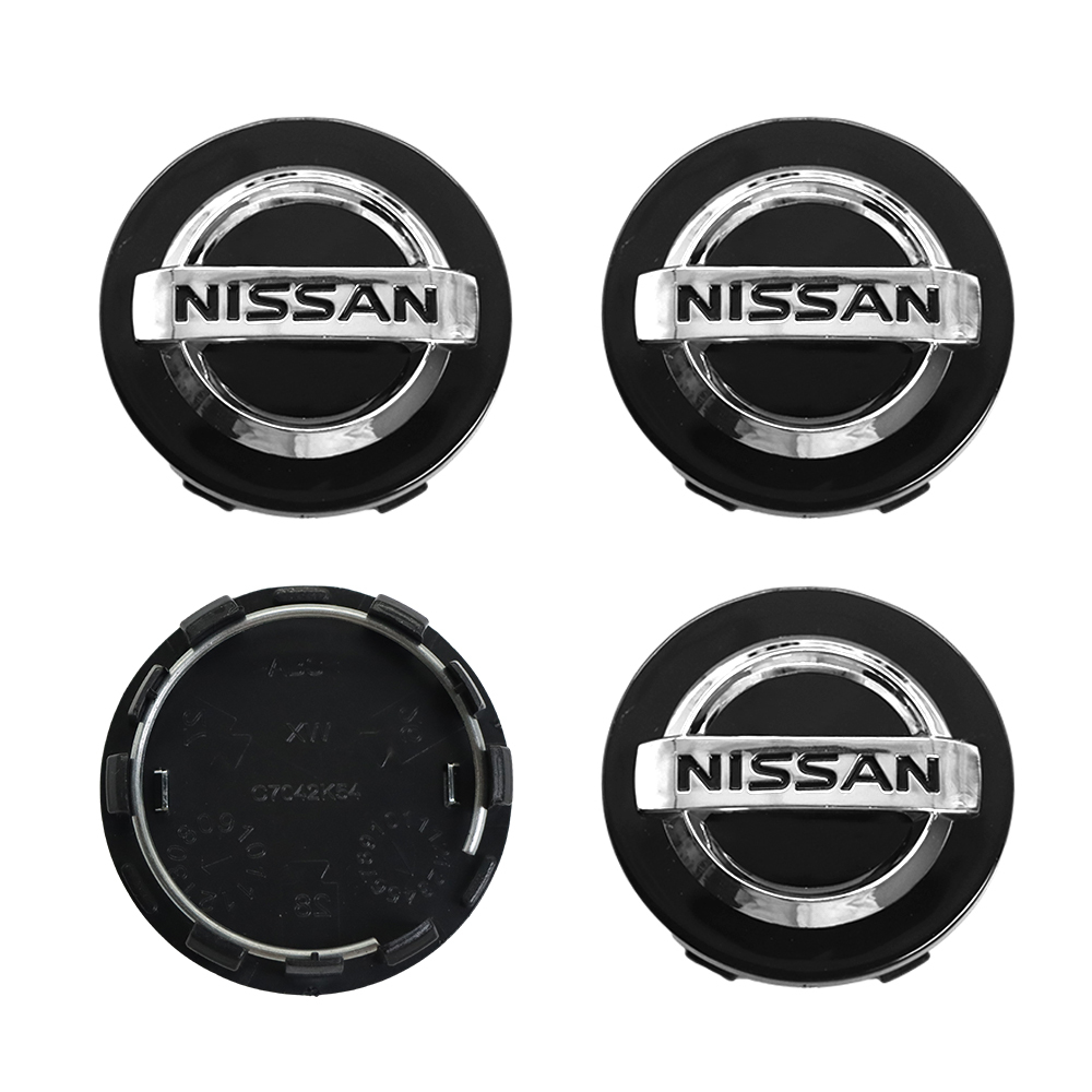 4PCS Fit 1996-2020 Altima Maxima Murano Sentra Rogue Metal Wheel Center Cap 54mm Black Silver 40343 AU51A 