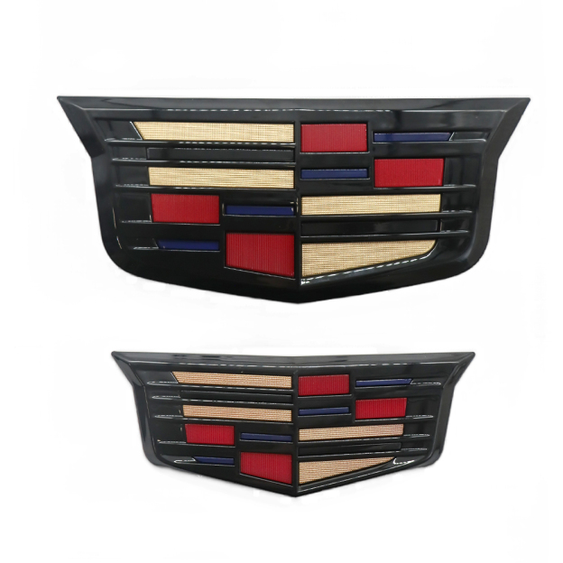 2PCS 2015-2017 XTS CT6 XT5 ATS Plastic Front Grille Rear Trunk Emblem Black Color Cadillac