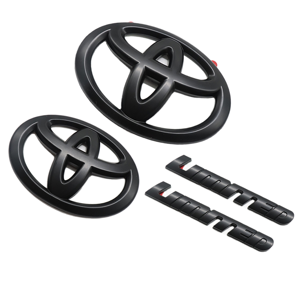 4pcs 2008-2021 Sequoia Limited Plastic Front Grille Rear Tailgate Overlay Emblem Matte Black Toyota 75311-0C030
