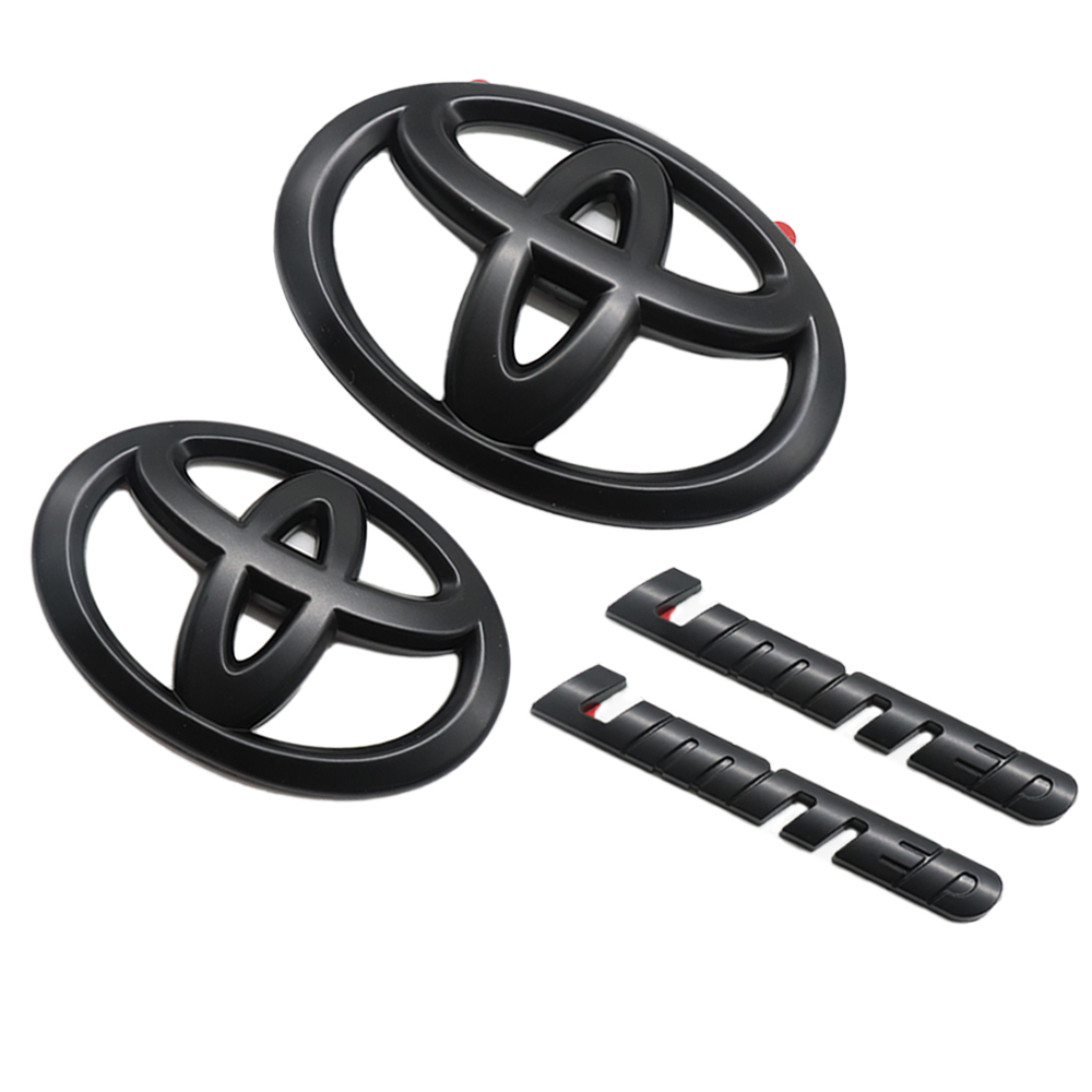 4pcs 2008-2021 Sequoia Limited Plastic Front Grille Rear Tailgate Overlay Emblem Matte Black Toyota 75311-0C030
