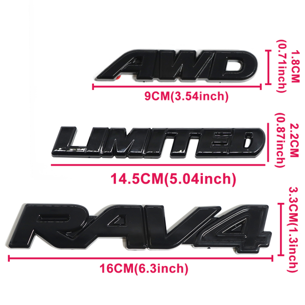 8pcs 2019-2025 RAV4 Limited AWD Hybrid Emblem Overlay Gloss Black Toyota