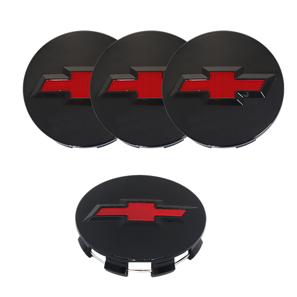 4Pcs 2014-2022 Suburban Silverado Tahoe ABS Plastic Wheel Center Caps Black Red Chevrolet 83mm