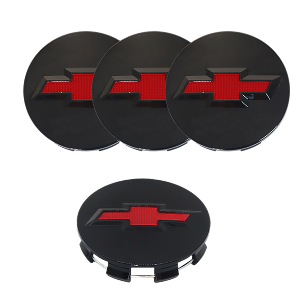 4Pcs 2014-2022 Suburban Silverado Tahoe ABS Plastic Wheel Center Caps Black Red Chevrolet 83mm
