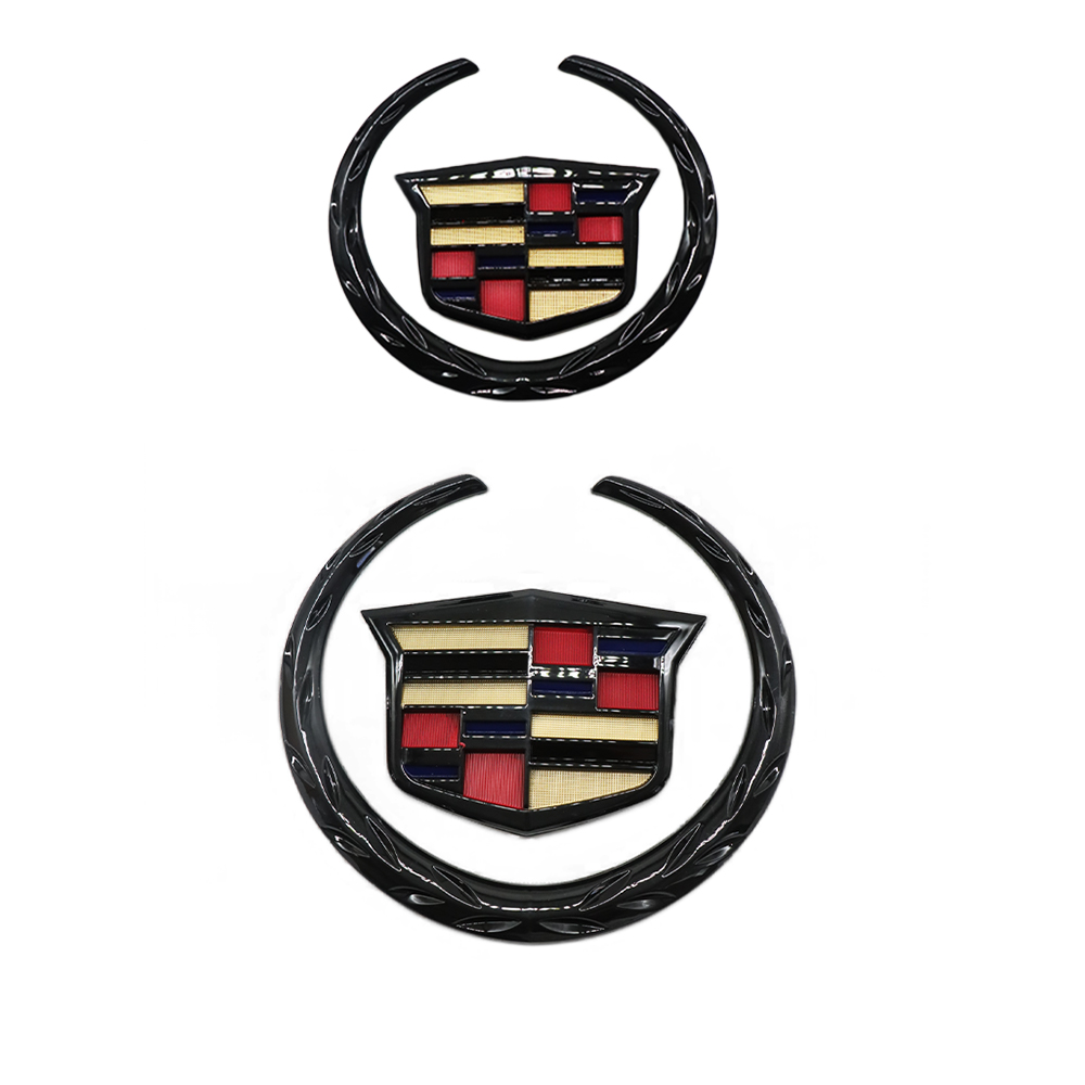 2Pcs Escalade SRX CTS CT6 ATS DTS Plastic Front Rear Emblem Colored Black Cadillac