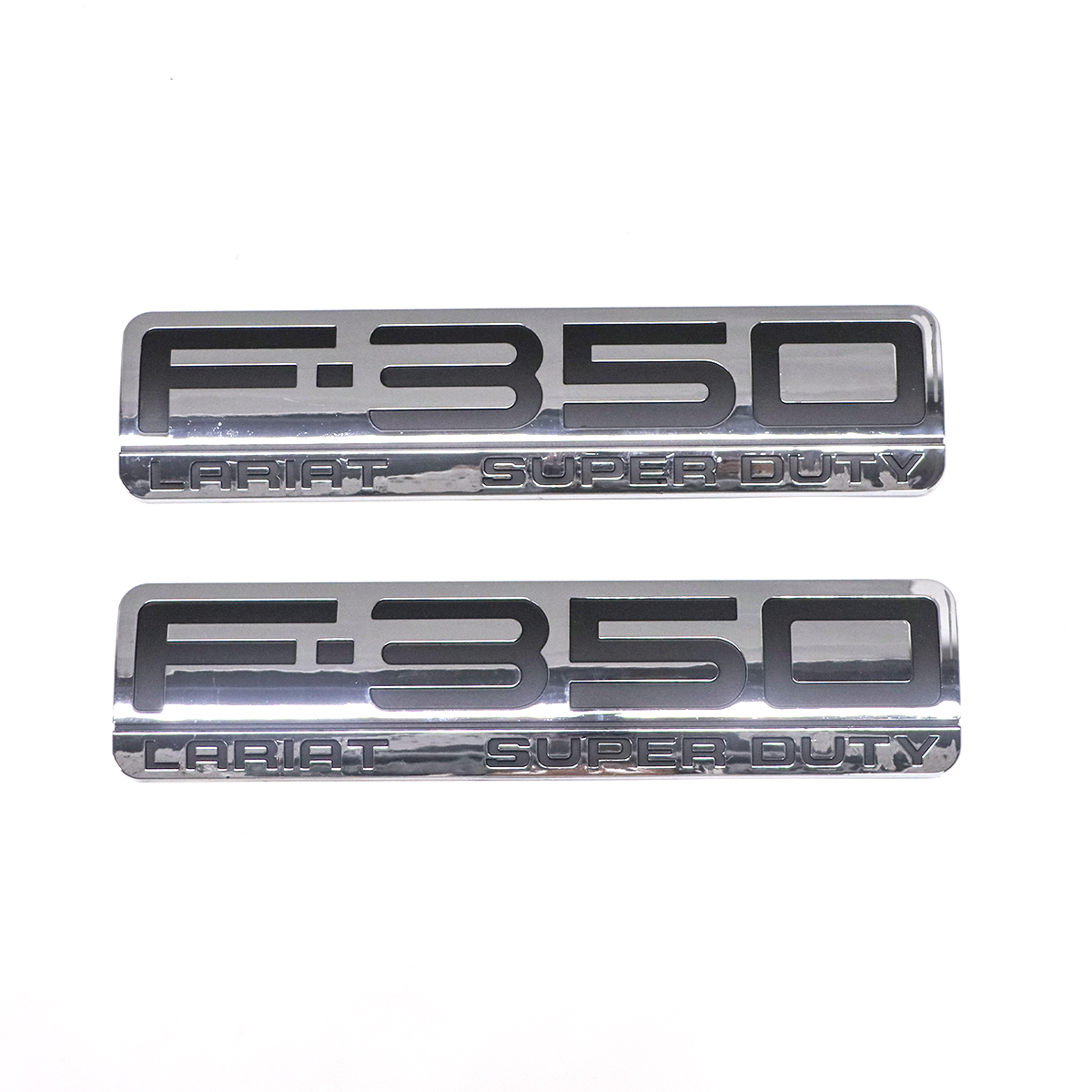 2Pcs 2005-2007 F-350 Lariat Super Duty Fender Badge ABS Chrome Black Ford 3D Sticker Decal Nameplate