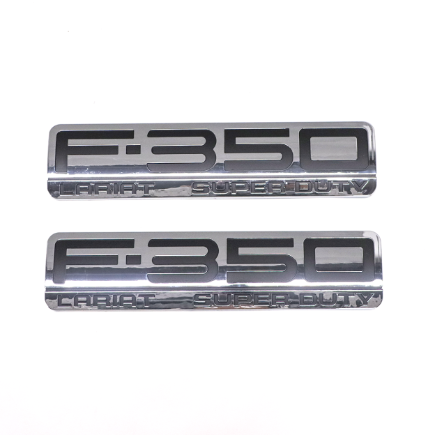 2Pcs 2005-2007 F-350 Lariat Super Duty Fender Badge ABS Chrome Black Ford 3D Sticker Decal Nameplate