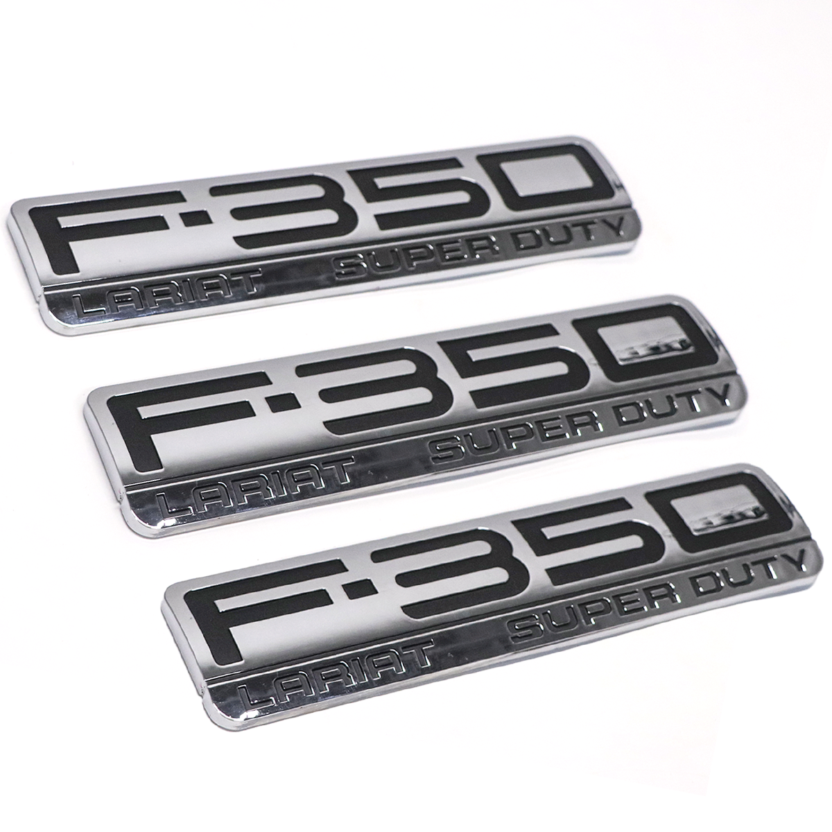 3Pcs 2005-2007 F-350 Lariat Super Duty Fender & Tailgate Badge ABS Chrome Black Ford 3D Rear Sticker Decal Nameplate