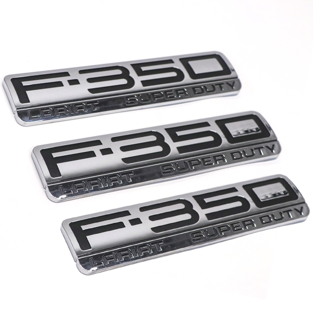 3Pcs 2005-2007 F-350 Lariat Super Duty Fender & Tailgate Badge ABS Chrome Black Ford 3D Rear Sticker Decal Nameplate