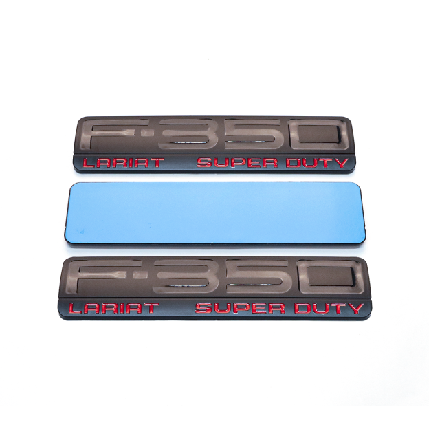 3Pcs 2005-2007 F-350 Lariat Super Duty Fender & Tailgate Badge ABS Black Red Ford 3D Rear Sticker Decal Nameplate