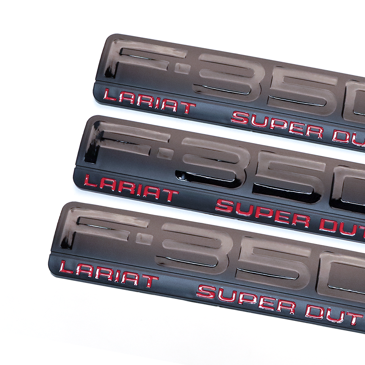 3Pcs 2005-2007 F-350 Lariat Super Duty Fender & Tailgate Badge ABS Black Red Ford 3D Rear Sticker Decal Nameplate