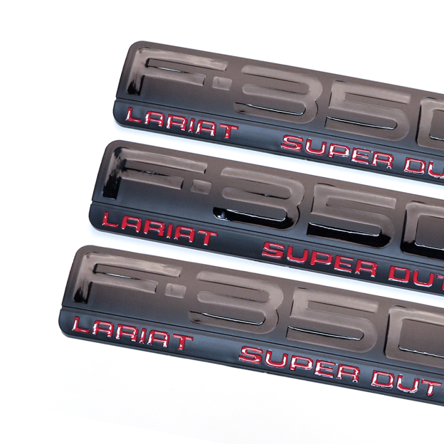 3Pcs 2005-2007 F-350 Lariat Super Duty Fender & Tailgate Badge ABS Black Red Ford 3D Rear Sticker Decal Nameplate