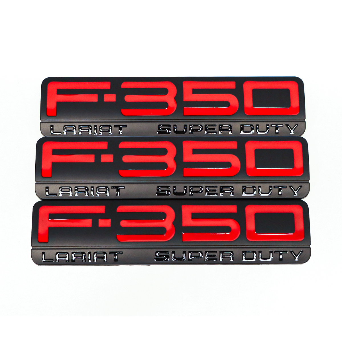3Pcs 2005-2007 F-350 Lariat Super Duty Fender & Tailgate Badge ABS Red Black Ford 3D Rear Sticker Decal Nameplate