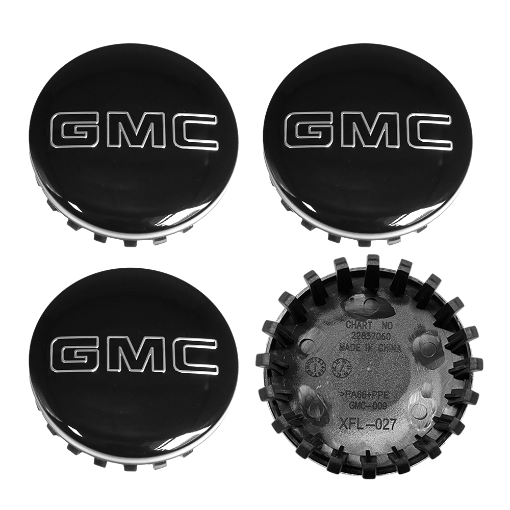 4PCS 2014-2020 Sierra Yukon Denali Plastic 83mm Wheel Center Caps Black GMC