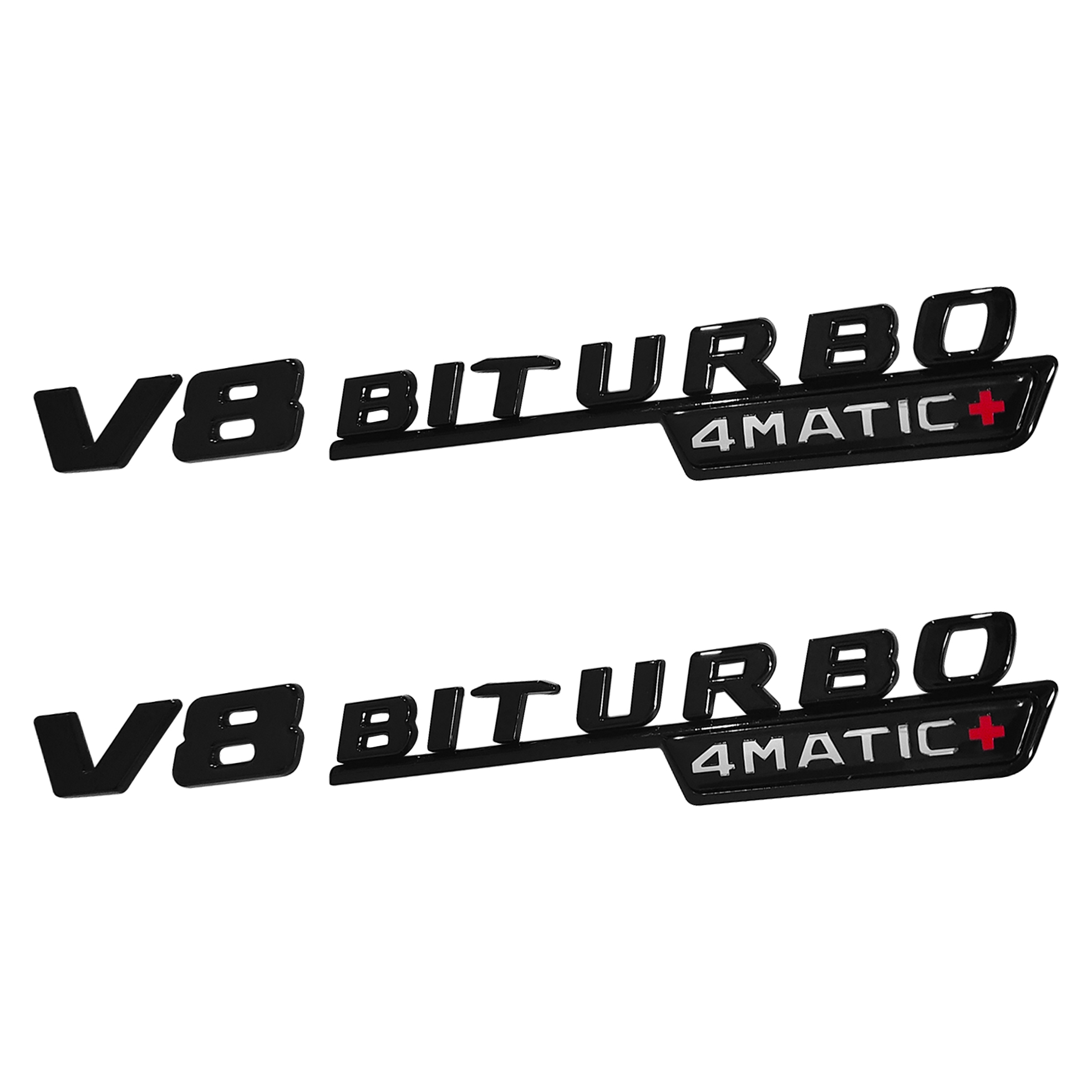 2Pcs 2021-2026 AMG ABS V8 BITURBO 4MATIC+ Letter Side Fender Gloss Black Benz A1678176600