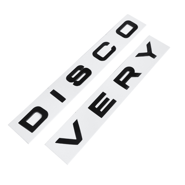 1pc Discovery Plastic Front Hood / Rear Tailgate Letters Sticker Glossy Black Land Rover 