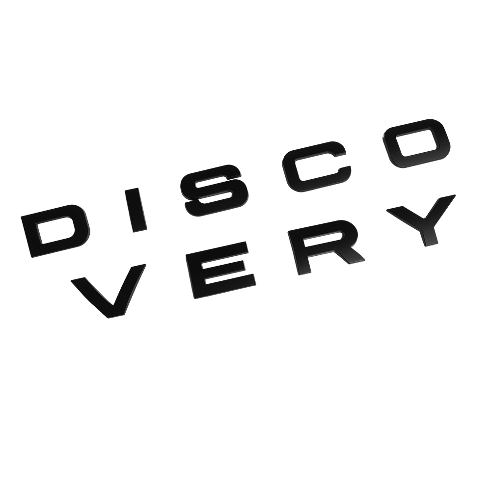 1pc Discovery Plastic Front Hood / Rear Tailgate Letters Sticker Matte Black Land Rover 
