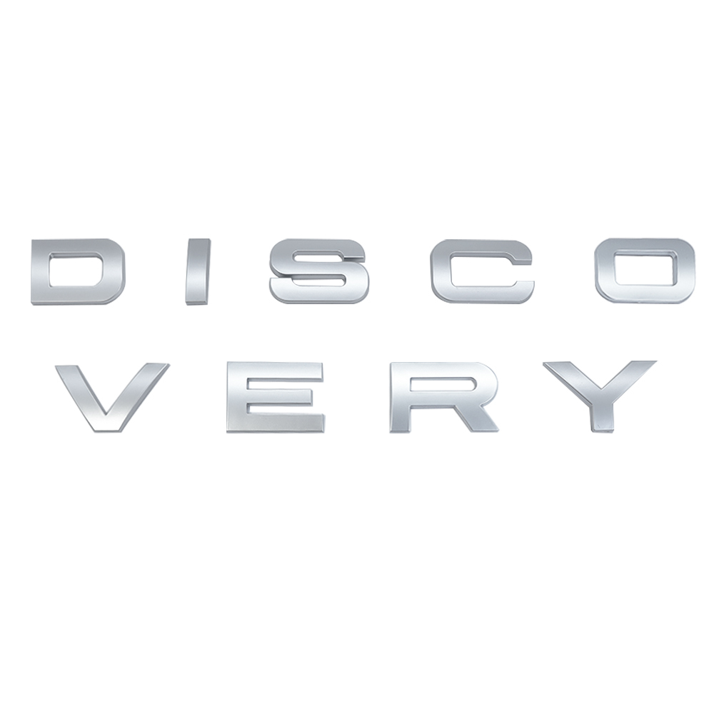 1pc Discovery Plastic Front Hood / Rear Tailgate Letters Sticker Matte Silver Land Rover 