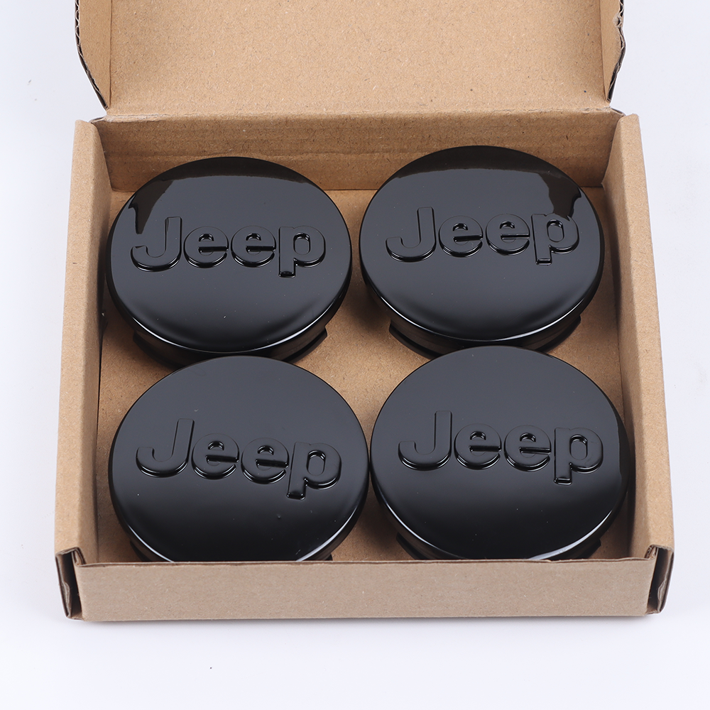 4Pcs 2012-2015 Grand Cherokee Wrangler Compass ABS Plastic Wheel Center Caps Gloss Black Jeep 1LB77DD5AB
