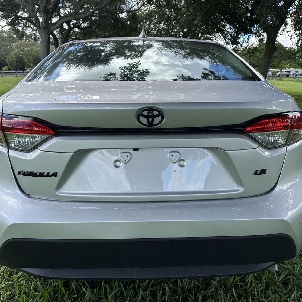 3PC 2020-2025 Corolla LE ABS Plastic Rear Tailgate Blackout Overlay Emblem Gloss Black Toyota