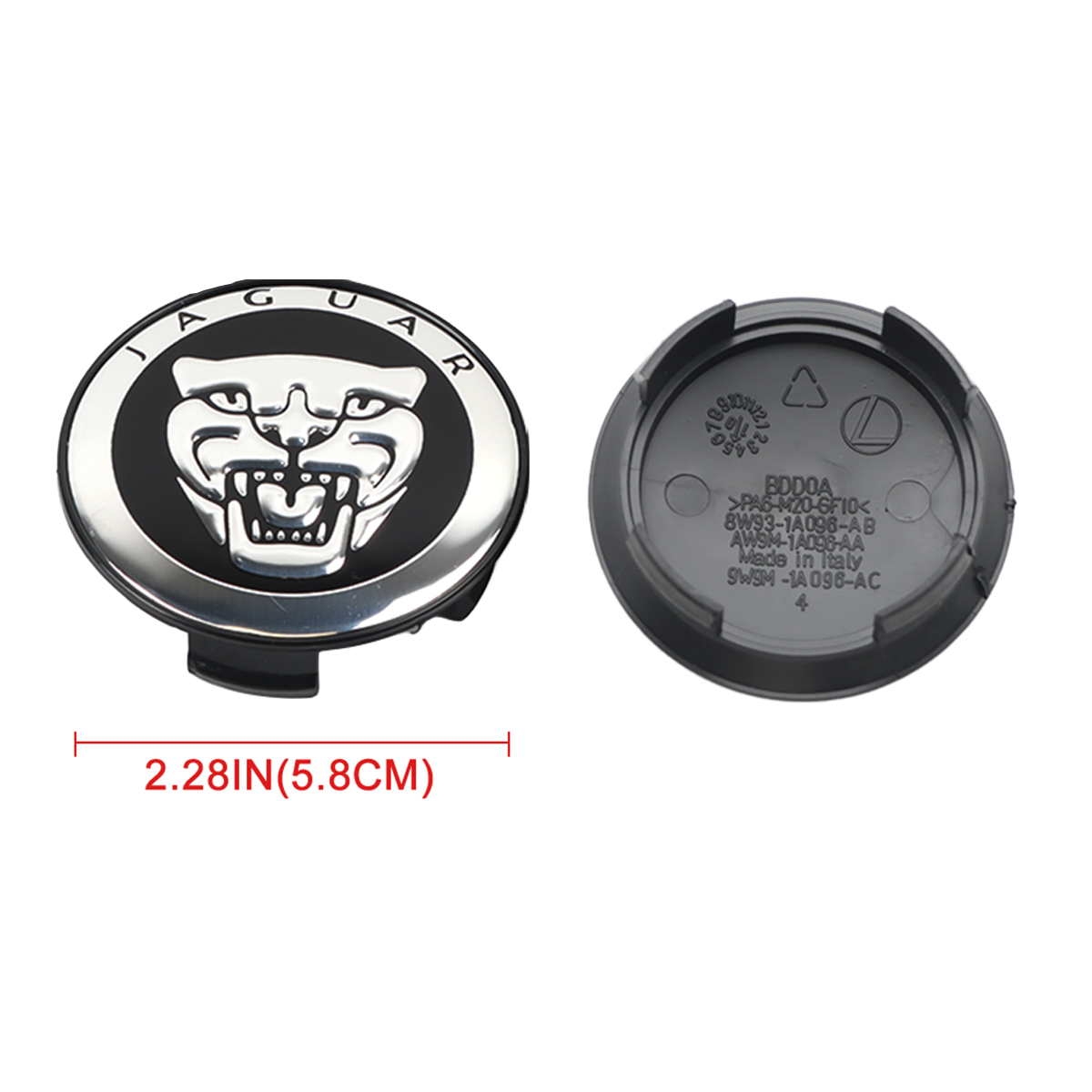 4Pcs 2010-2023 XJ XJR F-Type XF XE F-PACE I-PACE Wheel Center Caps 58mm Black Chrome Set Jaguar Rim Hub Center Cap w/Valve cap