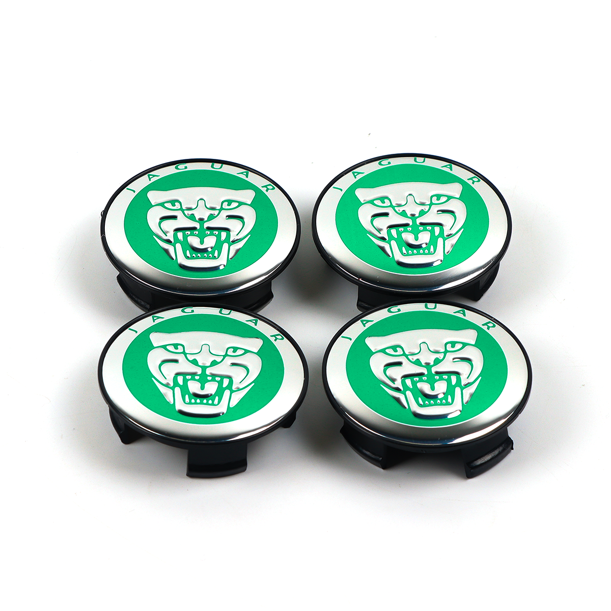 4Pcs 2010-2023 XJ XJR F-Type XF XE F-PACE I-PACE Wheel Center Caps 58mm Green Chrome Set Jaguar Rim Hub Center Cap
