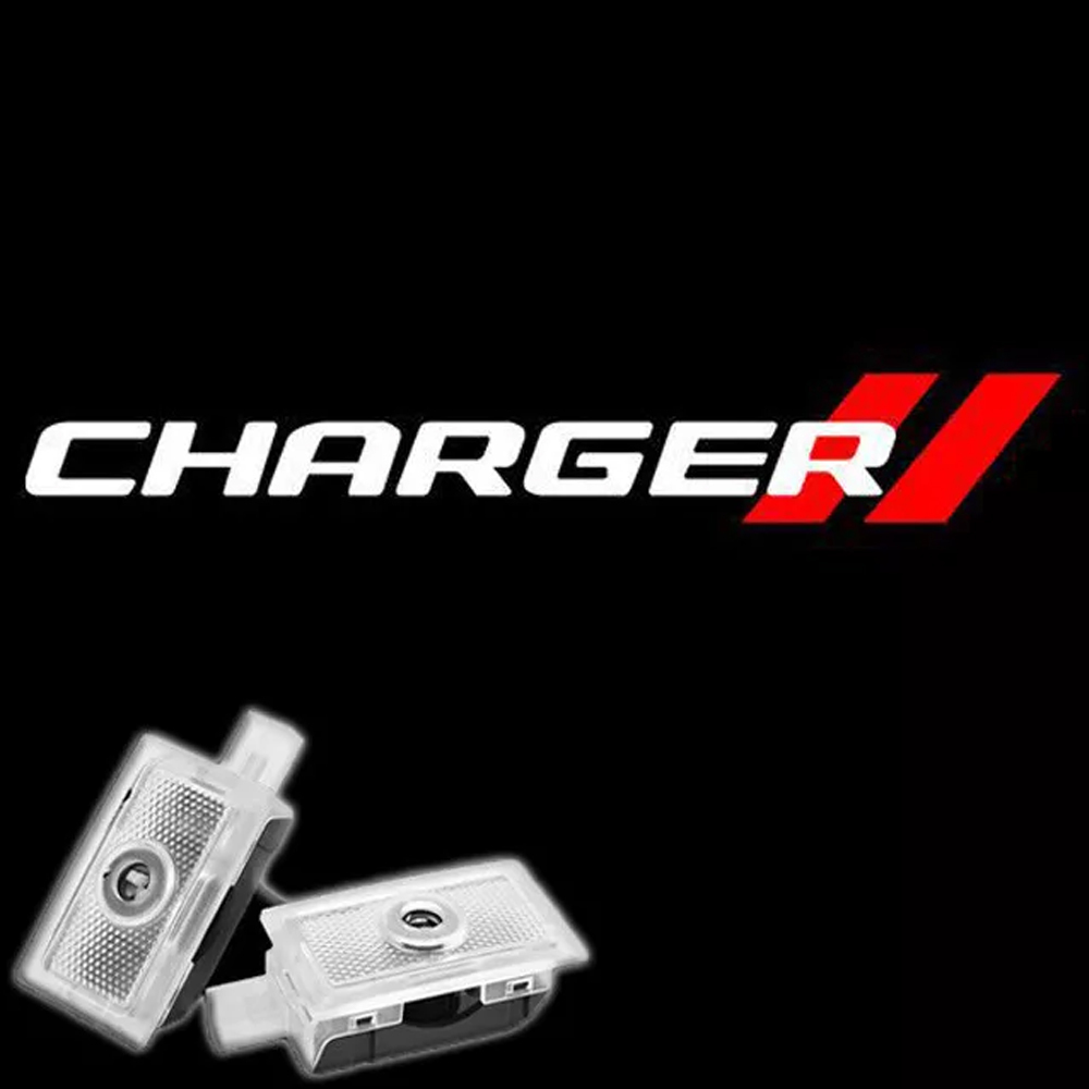 2pcs For 2006-2023 Charger // Car LED Door Projector Puddle Lights HD Lamps White Red Dodge 