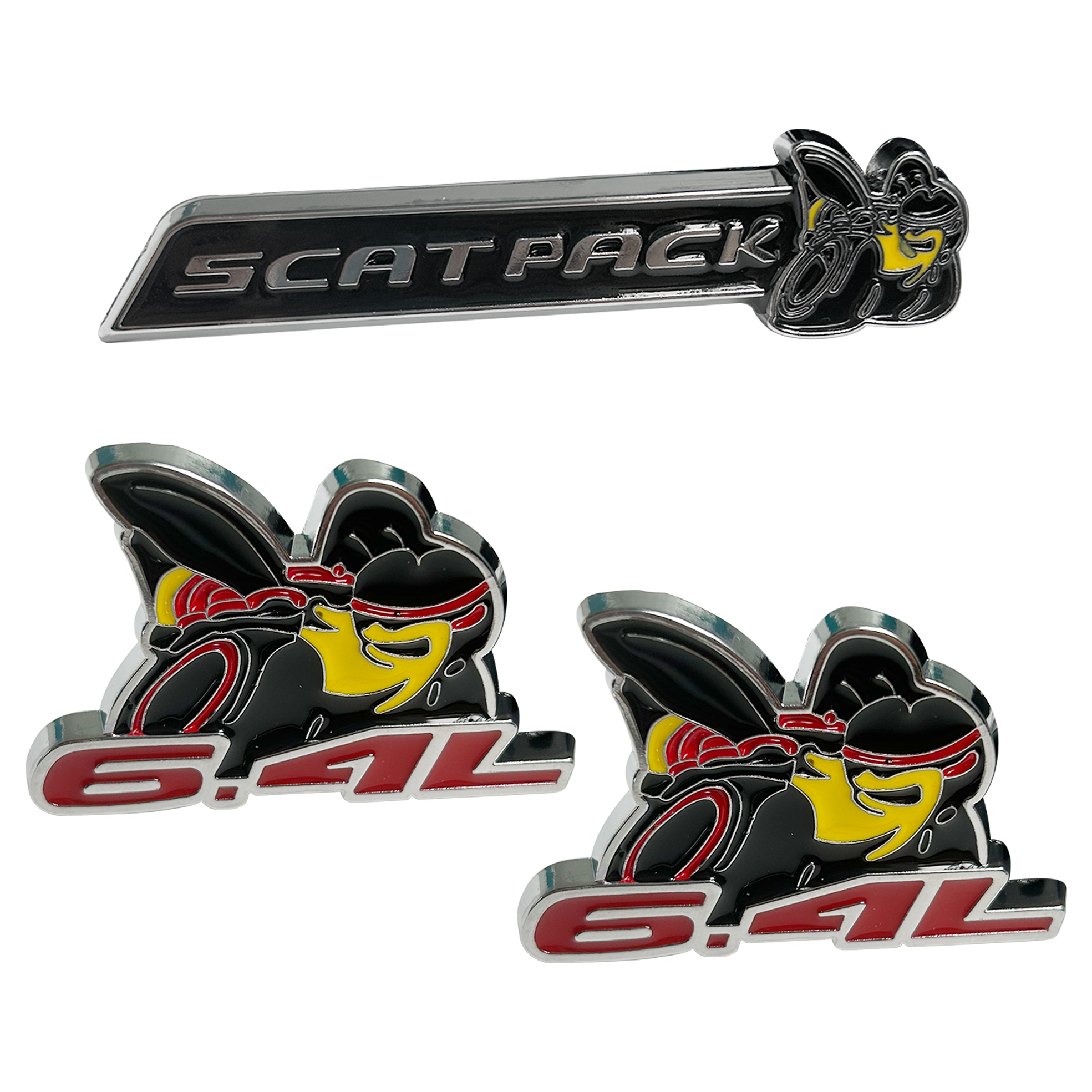 Dodge Charger Challenger 6.4L Super SCAT PACK Bee Emblems Side Fender Nameplates Badges 3D Sticker Decal 3PCS SET