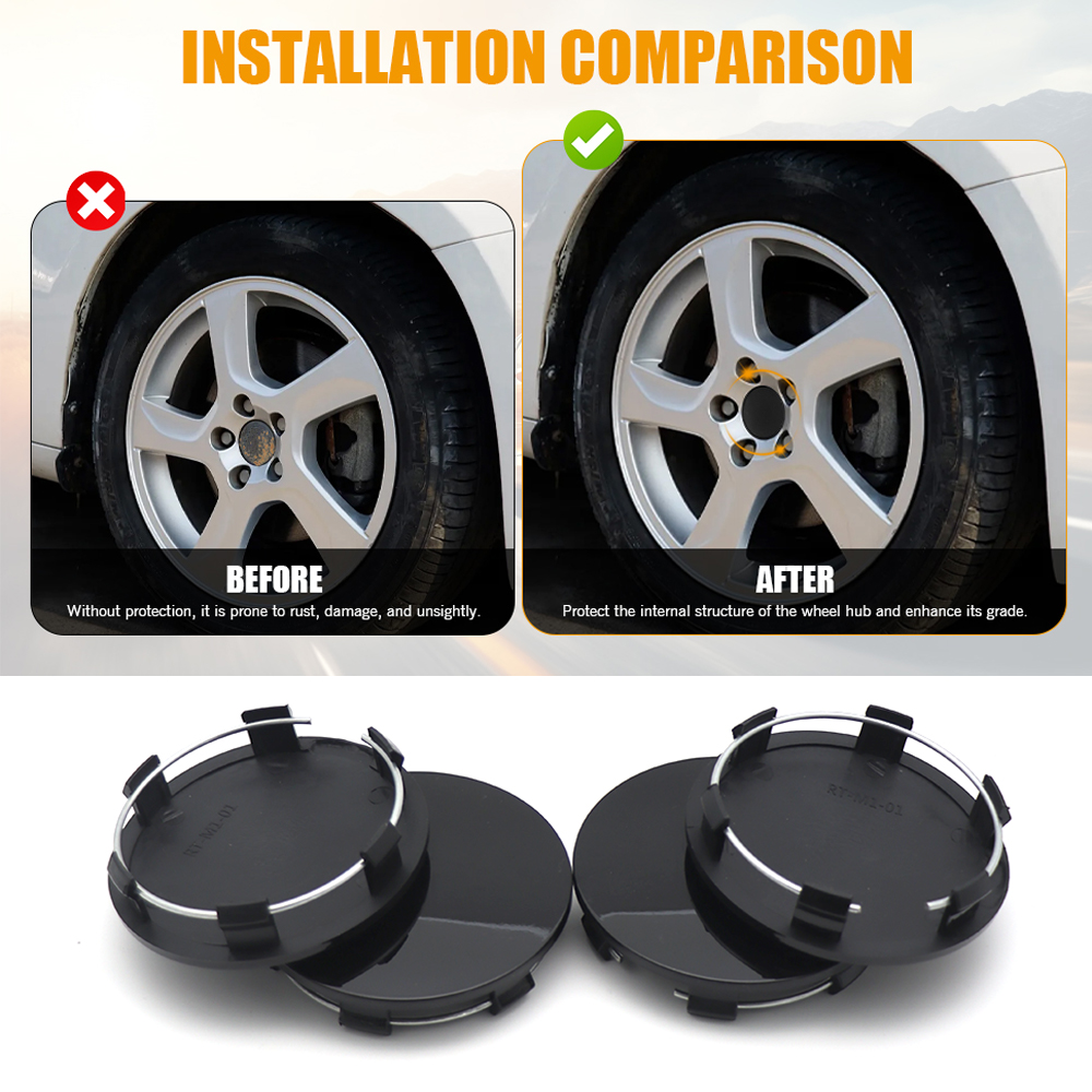 88963143 4Pcs Gloss Black 83mm Wheel Center Caps For Suburban Tahoe 14-24