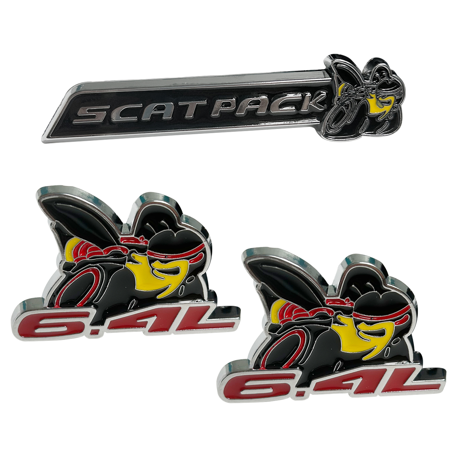 Dodge Charger Challenger 6.4L Super SCAT PACK Bee Emblems Side Fender Nameplates Badges 3D Sticker Decal 3PCS SET