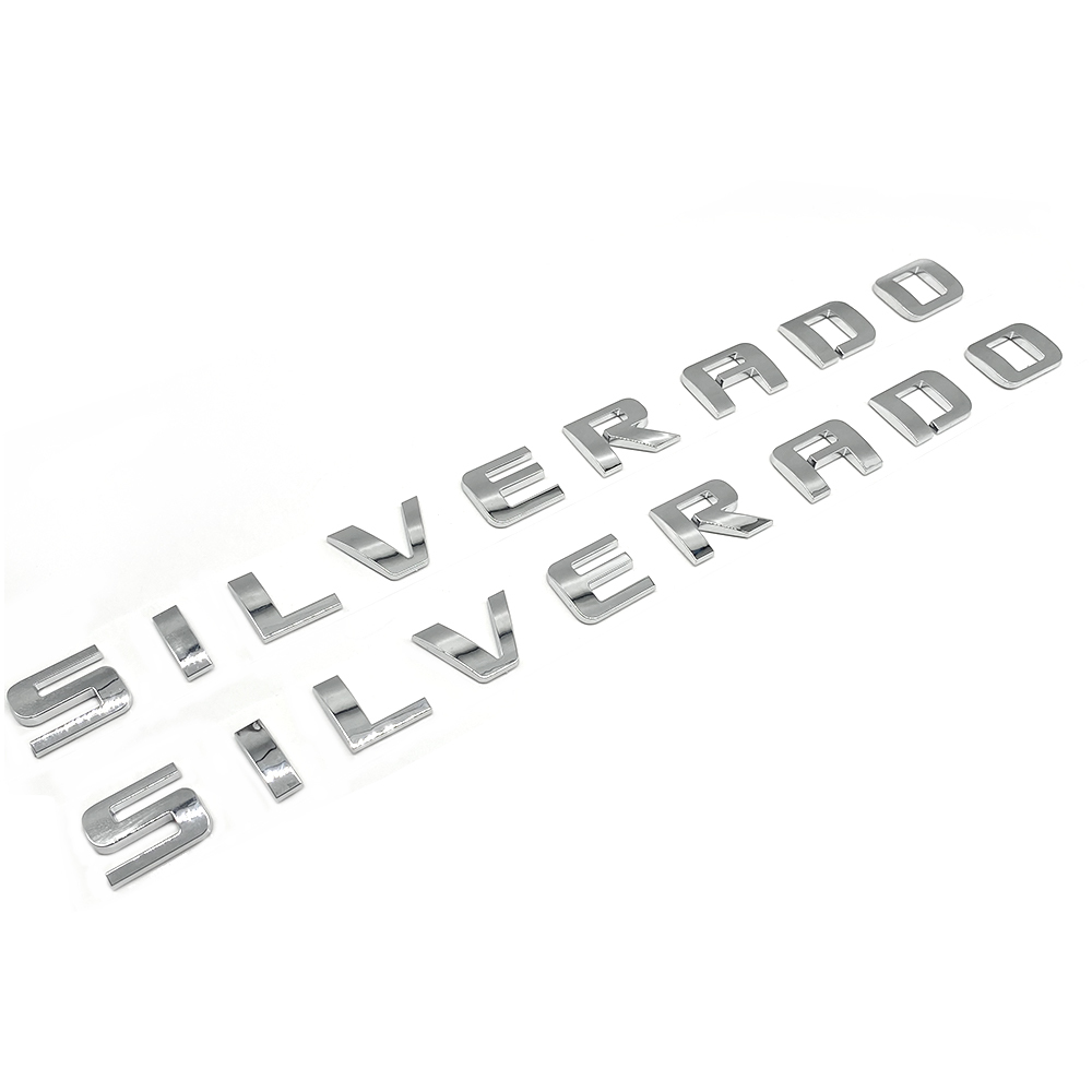 2pcs 2007-2018 Silverado 1500 2500 Plastic Front Rear Door Side Letters Chrome Chevrolet