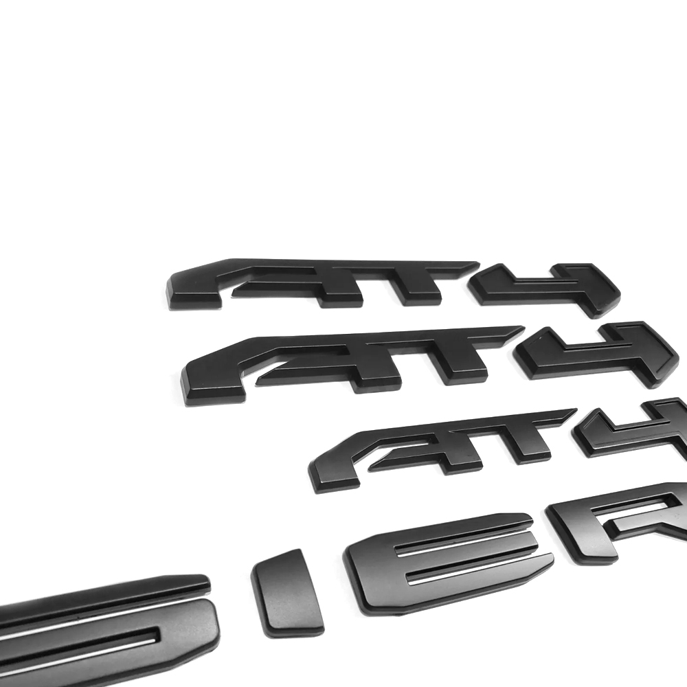 4PCS 2019-2025 Sierra AT4/AT4HD ABS Plastic Overlay Side Door Rear Emblem Matte Black GMC 85002068
