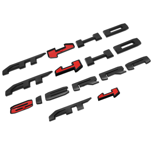 4PCS 2019-2025 Sierra AT4/AT4HD ABS Plastic Overlay Side Door Rear Emblem Matte Black Red GMC 85002068
