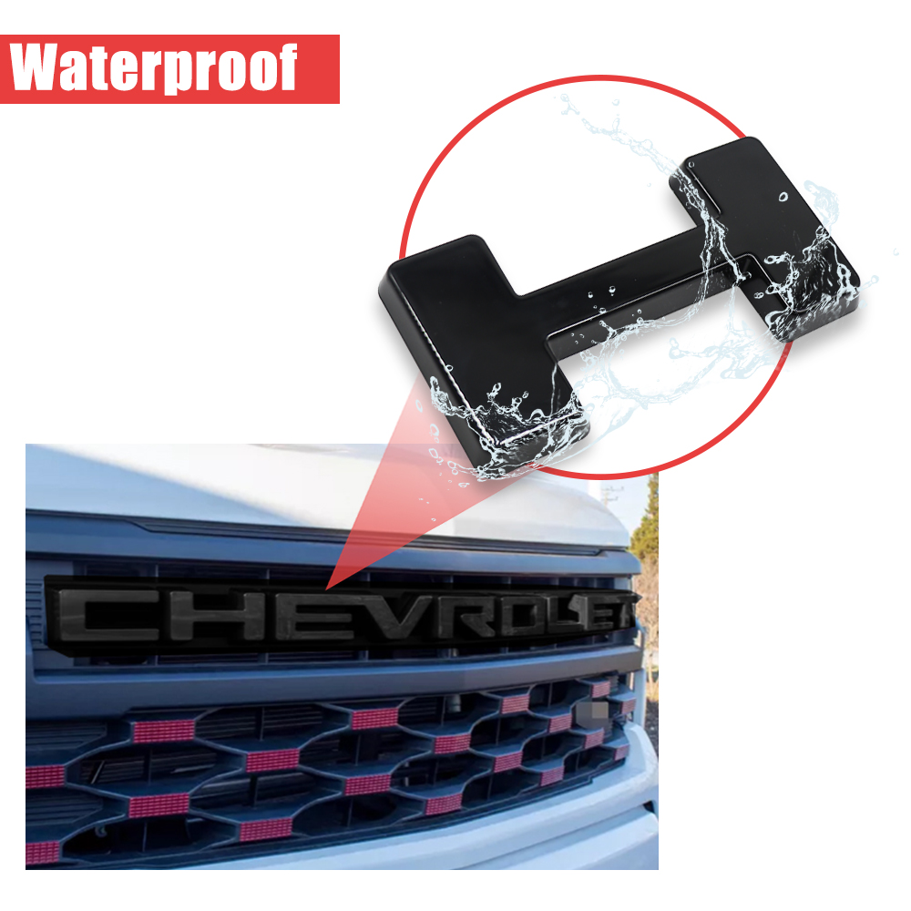 2022-2026 Silverado Custom ABS Plastic Front Grille Overlay Letter Gloss Black Chevrolet