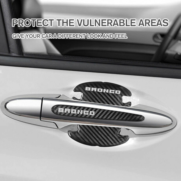 12Pcs Bronco Carbon Fiber Black Red Door Sill Scuff Covers Protector Ford Door Cup Handle Stickers Set