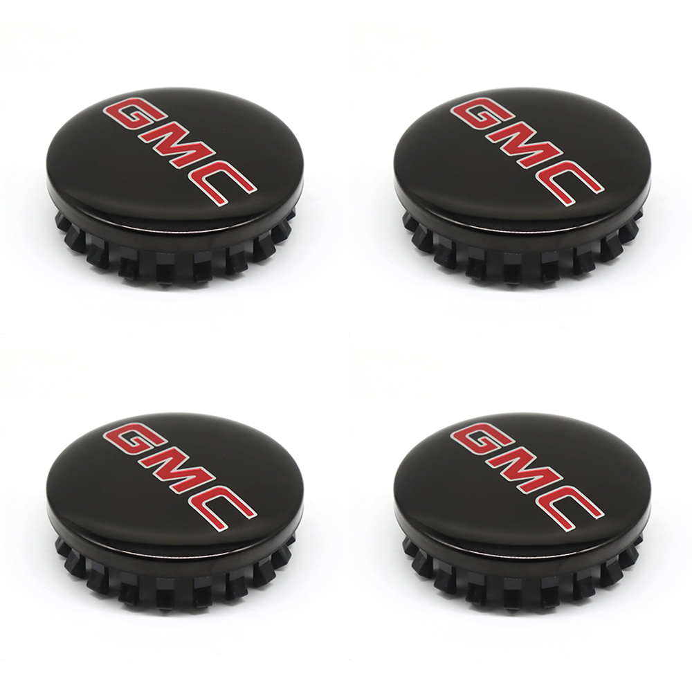 4PCS 2014-2020 Sierra Yukon Denali Plastic 83mm Wheel Center Caps Black Red GMC