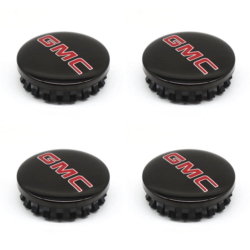 4PCS 2014-2020 Sierra Yukon Denali Plastic 83mm Wheel Center Caps Black Red GMC