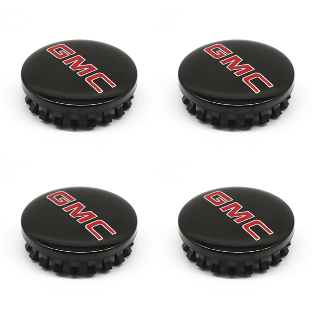 4PCS 2014-2020 Sierra Yukon Denali Plastic 83mm Wheel Center Caps Black Red GMC