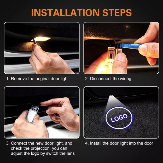 2pcs ATS SRX XT5 XTS LED Car Door Lamp Projector Lamp Welcome Paddle Lights Cadillac