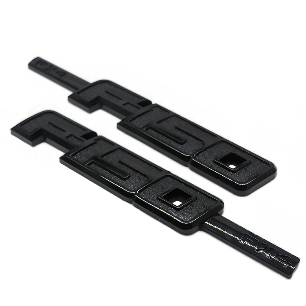 2Pcs 2009-2014 F-150 FX4 Fender Badge Gloss Black Ford Door 3D Raised Drivers Side Sticker Decal Nameplate Set