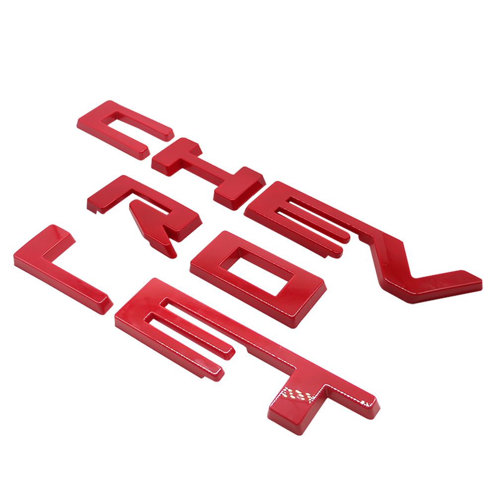 2022-2026 Silverado Custom ABS Plastic Front Grille Overlay Letter Gloss Red Chevrolet
