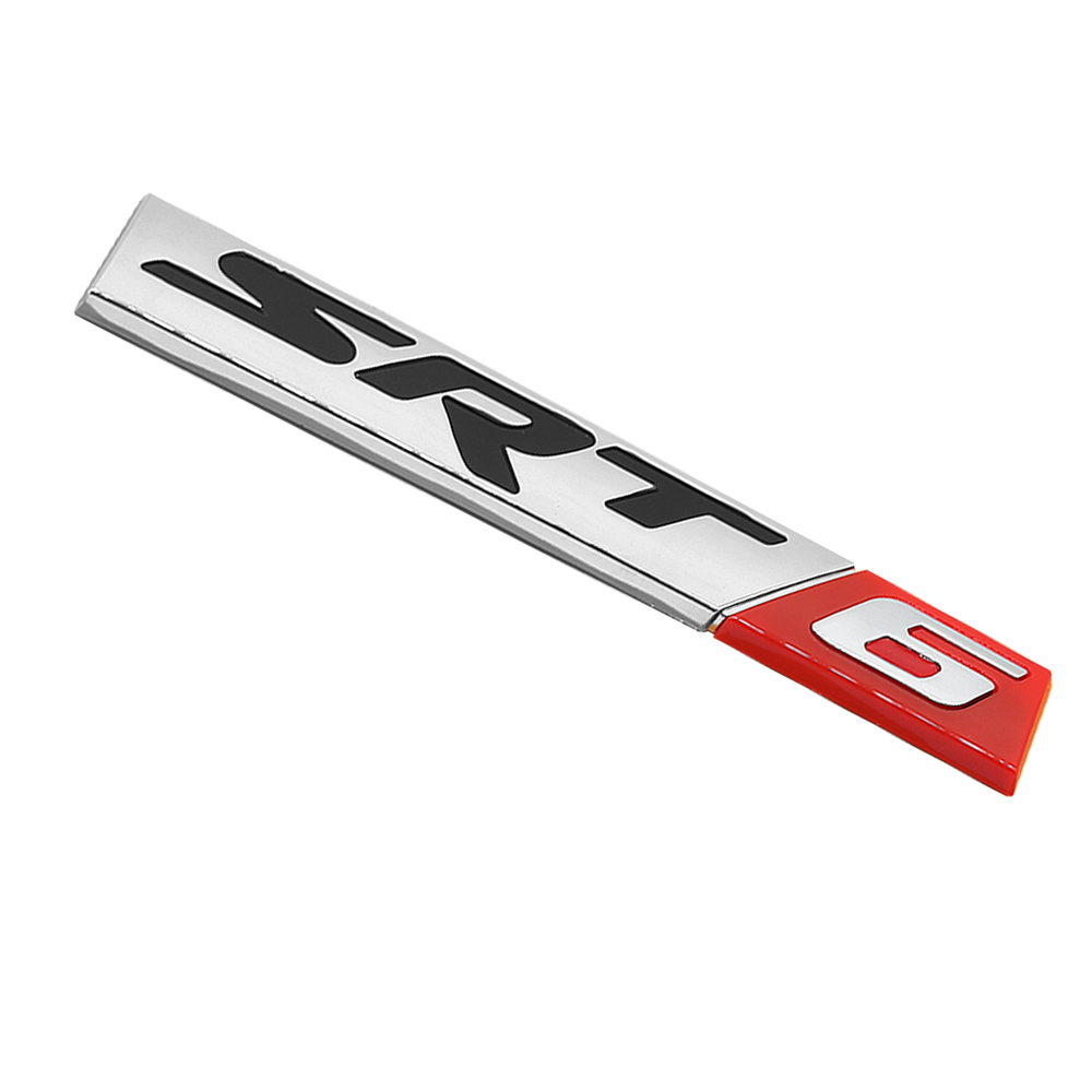 2006-2014 Charger Challenger 300 Grand Cherokee ABS SRT 6 Tailgate Letter Chrome Red Dodge Chrysler Jeep Rear Trunk Decal Nameplate