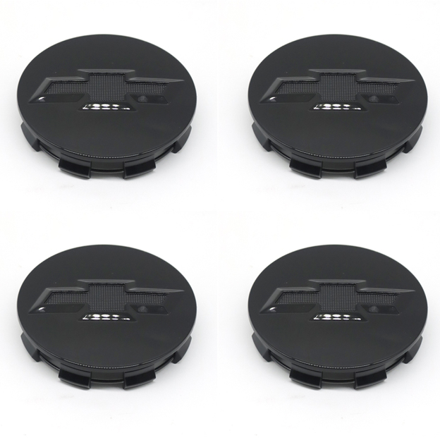 4Pcs 2007-2019 Suburban Silverado Tahoe Plastic Wheel Center Caps Gloss Black Chevrolet 83mm