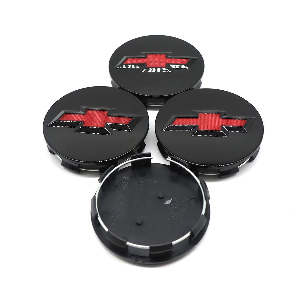 4Pcs 2014-2022 Suburban Silverado Tahoe ABS Plastic Wheel Center Caps Black Red Chevrolet 83mm