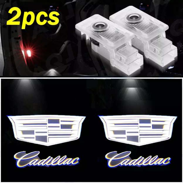 2pcs ATS SRX XT5 XTS LED Car Door Step Courtesy Shadow Light Cadillac