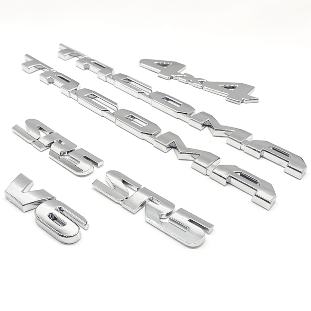 6PCS 2016-2023 Tacoma Emblem 3D Badge Letters Kit SR5 V6 4x4 Gloss Chrome Toyota