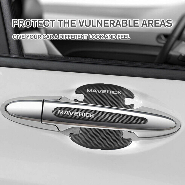 12Pcs Maverick Carbon Fiber Black White Ford Door Sill Scuff Covers Protector Door Cup Handle Stickers Set