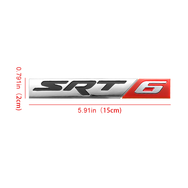 2006-2014 Charger Challenger 300 Grand Cherokee ABS SRT 6 Tailgate Letter Chrome Red Dodge Chrysler Jeep Rear Trunk Decal Nameplate