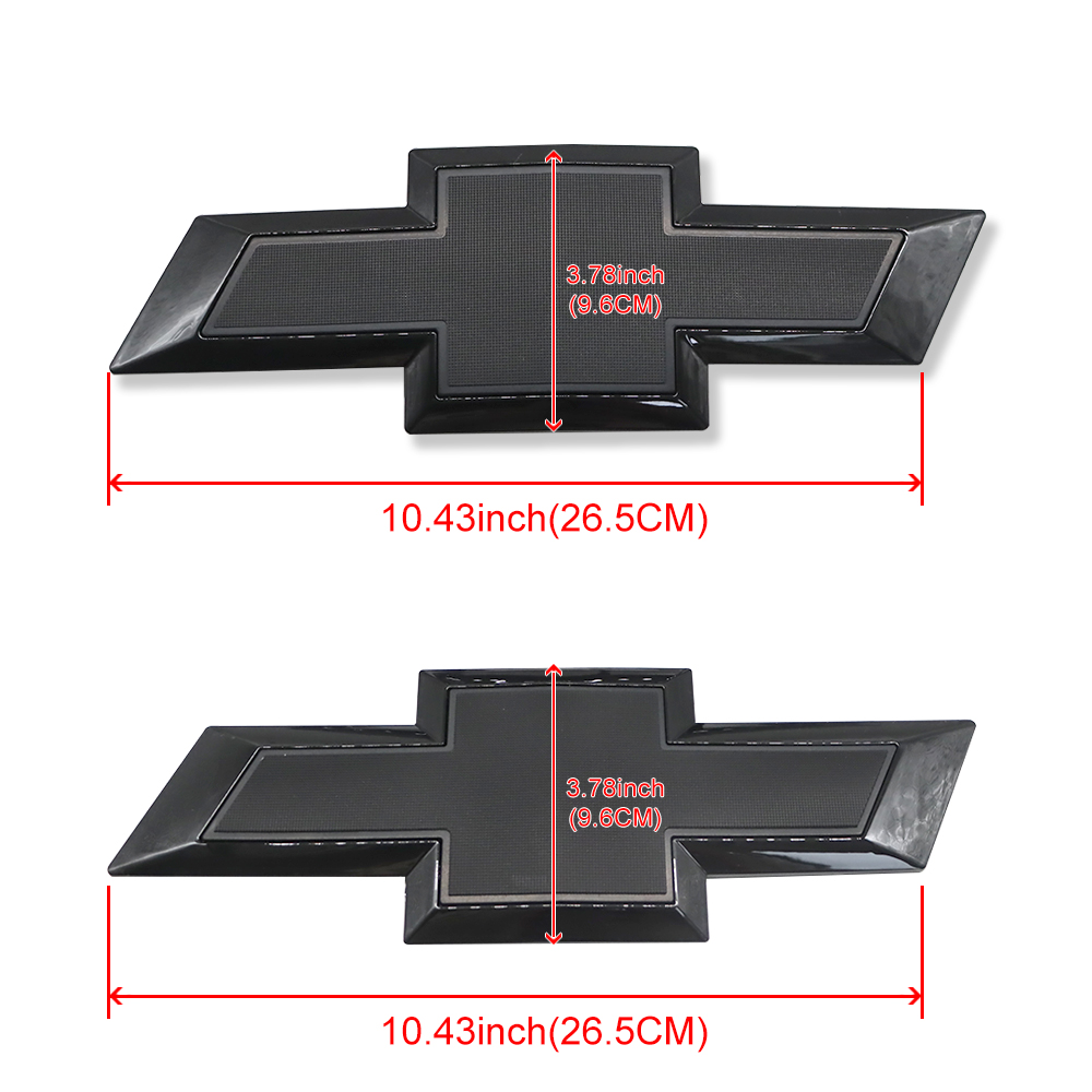 2015-2019 Silveado 1500 2500HD 3500HD ABS Plastic Front Rear Bowtie Emblem Gloss Black Chevrolet 23303574 22786435
