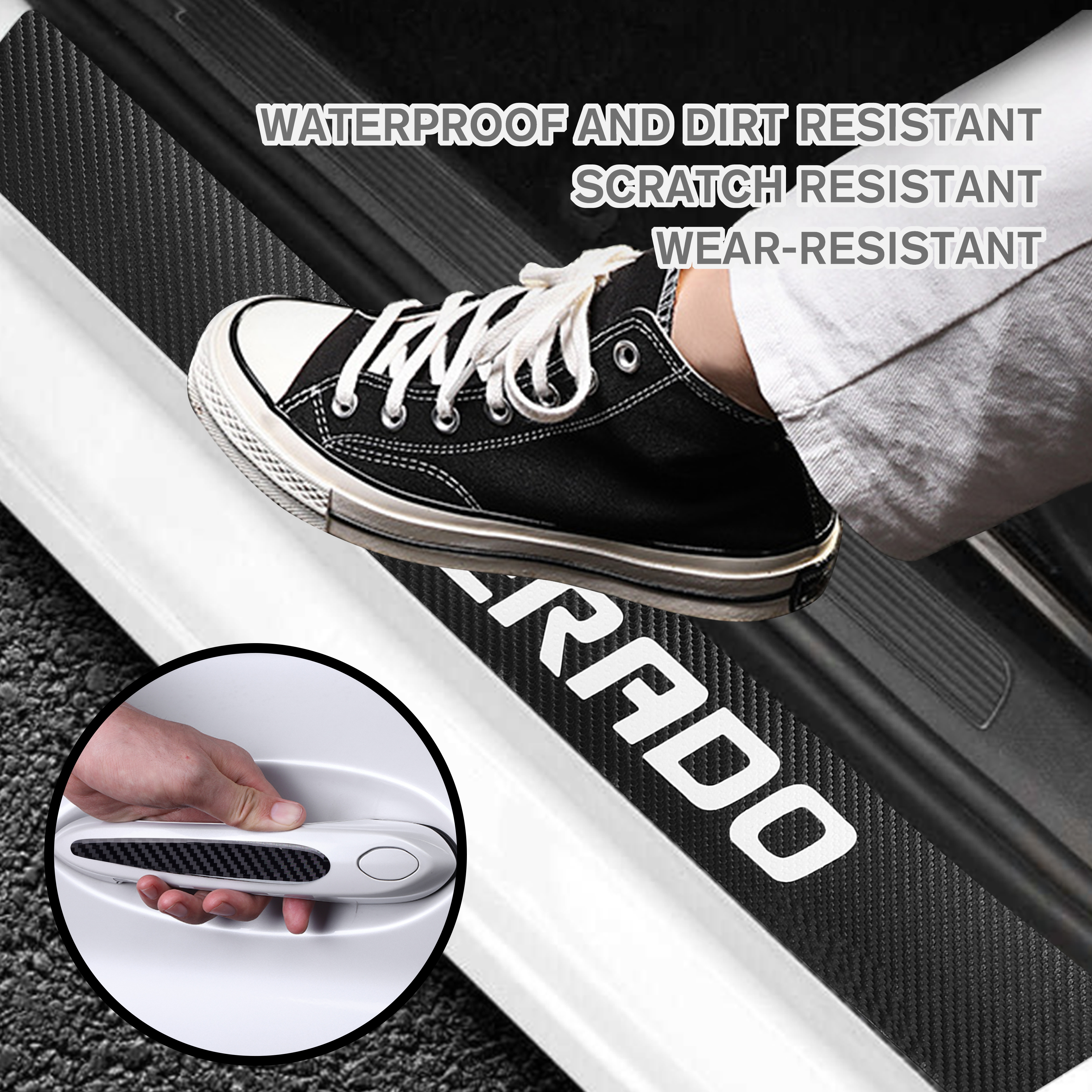 12Pcs Silverado 1500 2500HD 3500HD Carbon Fiber Door Sill Plate Step Scuff Cover Protector Chevrolet